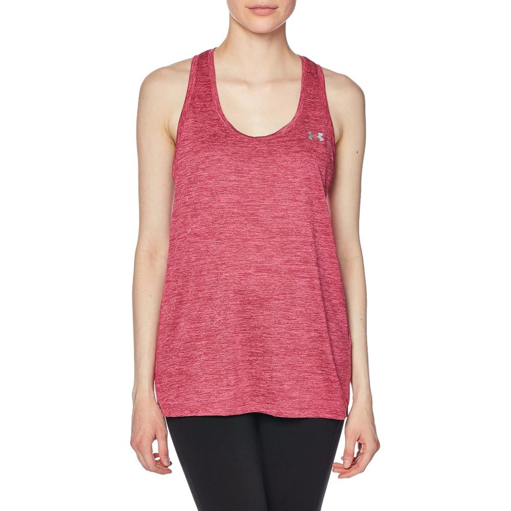 imageUnder Armour Womens Tech Twist Tank Top635 Charged Cherry  Rebel Pink  Metallic Silver