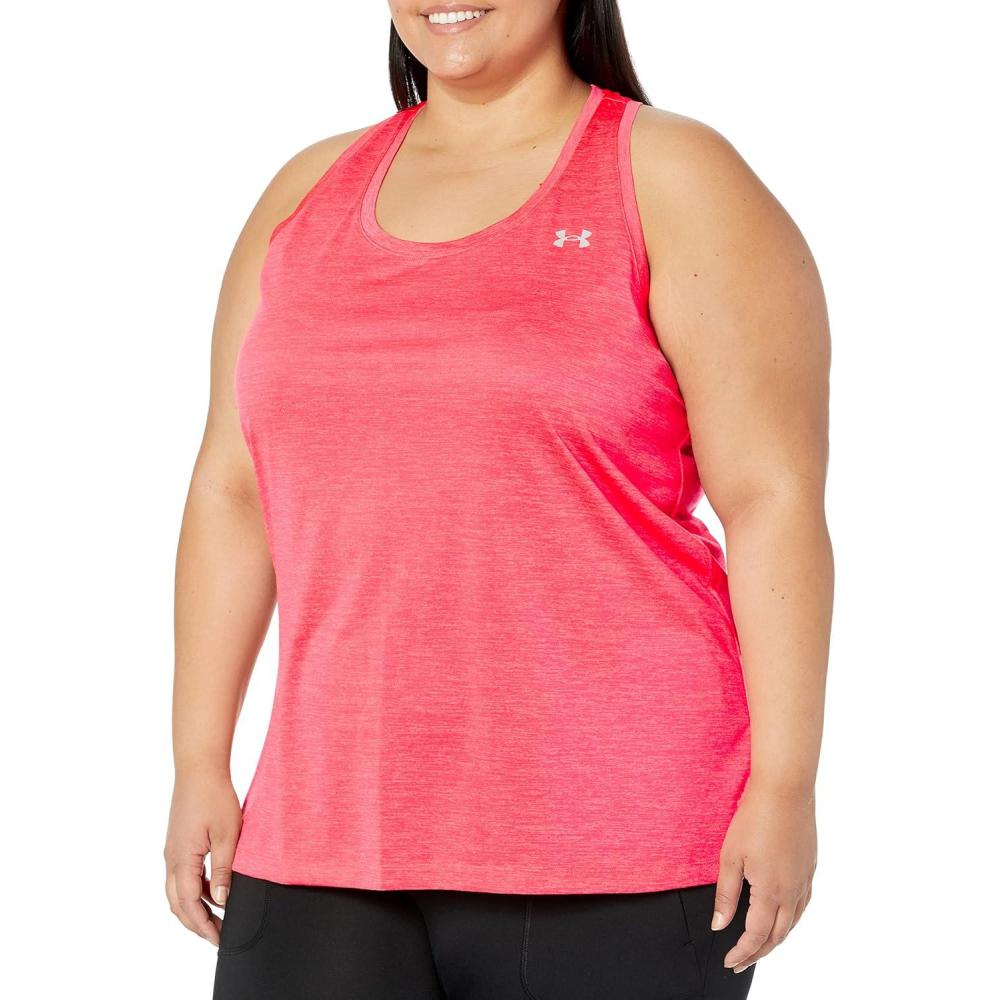 imageUnder Armour Womens Tech Twist Tank Top683 Pink Shock  White  Metallic Silver