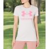 imageUnder Armour Womens New Freedom Logo TShirt015 Halo Gray Light Heather   Pink Edge
