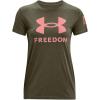 imageUnder Armour Womens New Freedom Logo TShirtMarine Od Green 390Pink Sands
