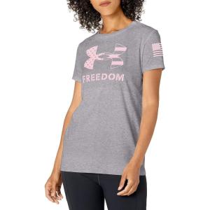 imageUnder Armour Womens New Freedom Logo TShirt035 Steel Light Heather   Prime Pink