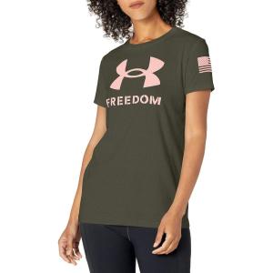 imageUnder Armour Womens New Freedom Logo TShirtBaroque Green 310Pink Clay