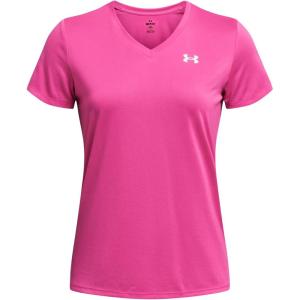 imageUnder Armour Womens Tech Short Sleeve V Neck652 Rebel Pink   White