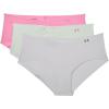 imageUnder Armour Womens 3Pack Pure Stretch No Show Hipster Underwear AllDay Comfort ampamp UltraSoft Fit592 Illusion Green  Halo Gray  Flamingo