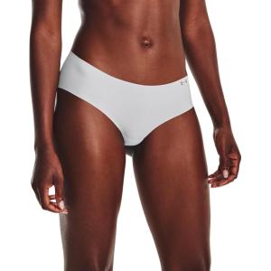 imageUnder Armour Womens 3Pack Pure Stretch No Show Hipster Underwear AllDay Comfort ampamp UltraSoft Fit592 Illusion Green  Halo Gray  Flamingo