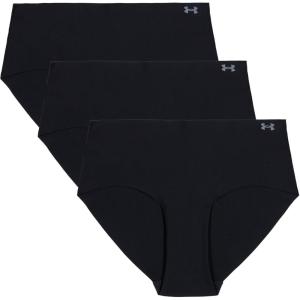imageUnder Armour Womens 3Pack Pure Stretch No Show Hipster Underwear AllDay Comfort ampamp UltraSoft FitBlack  Core