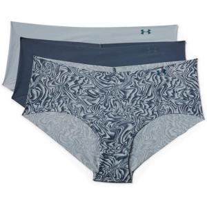 imageUnder Armour Womens 3Pack Pure Stretch No Show Hipster Underwear AllDay Comfort ampamp UltraSoft FitBlue HeightsDownpour Gray