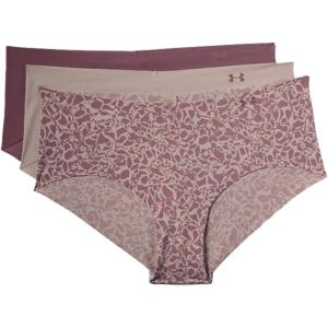 imageUnder Armour Womens 3Pack Pure Stretch No Show Hipster Underwear AllDay Comfort ampamp UltraSoft FitDash Pink 667Hushed Pink