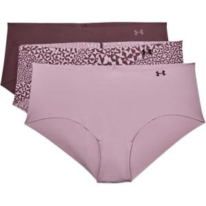 imageUnder Armour Womens 3Pack Pure Stretch No Show Hipster Underwear AllDay Comfort ampamp UltraSoft FitMauve Pink 698Ash Plum