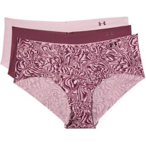 imageUnder Armour Womens 3Pack Pure Stretch No Show Hipster Underwear AllDay Comfort ampamp UltraSoft FitPink FogPink Fog
