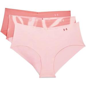 imageUnder Armour Womens 3Pack Pure Stretch No Show Hipster Underwear AllDay Comfort ampamp UltraSoft FitStardust Pink 649Beta Tint