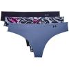 imageUnder Armour Womens 3pack Pure Stretch No Show Thong Underwear Allday Comfort ampamp Ultrasoft FitMineral Blue 470Black