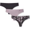 imageUnder Armour Womens 3pack Pure Stretch No Show Thong Underwear Allday Comfort ampamp Ultrasoft FitSlate Purple 585Black