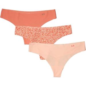 imageUnder Armour Womens 3pack Pure Stretch No Show Thong Underwear Allday Comfort ampamp Ultrasoft FitCalla 689Blush Orange
