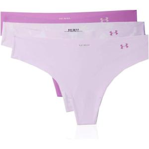imageUnder Armour Womens 3pack Pure Stretch No Show Thong Underwear Allday Comfort ampamp Ultrasoft FitCrystal Lilac 570Polar Purple