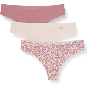 imageUnder Armour Womens 3pack Pure Stretch No Show Thong Underwear Allday Comfort ampamp Ultrasoft FitDash Pink 667Hushed Pink