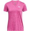 imageUnder Armour Womens Tech Twist Short Sleeve V Neck652 Rebel Pink  Pink Elixir  White