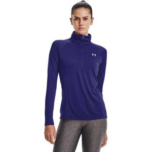 imageUnder Armour Womens Tech  Zip LongSleeve Pullover468 Sonar Blue   Metallic Silver