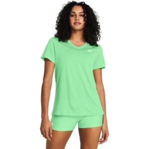 imageUnder Armour Womens Tech Twist Short Sleeve V Neck350 Matrix Green  White  White