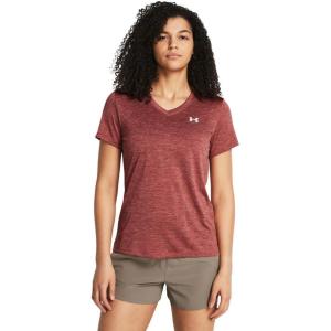 imageUnder Armour Womens Tech Twist Short Sleeve V Neck611 Sedona Red  Canyon Pink  White