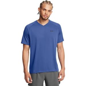 imageUnder Armour Mens Tech 20 VNeck ShortSleeve TShirt433 Tech Blue   Black