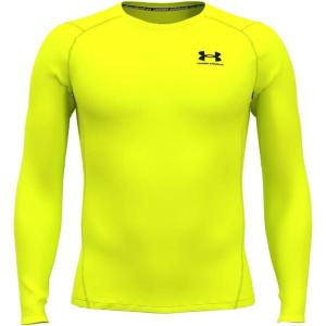 imageUnder Armour Mens HeatGear Compression LongSleeve TShirt731 Highvis Yellow   Black
