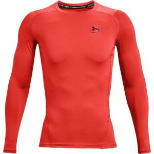 imageUnder Armour Mens HeatGear Compression LongSleeve TShirtDark Orange 860Black