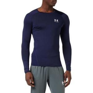 imageUnder Armour Mens HeatGear Compression LongSleeve TShirtMidnight NavyWhite