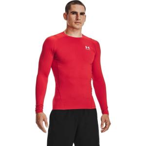 imageUnder Armour Mens HeatGear Compression LongSleeve TShirtRed 600White