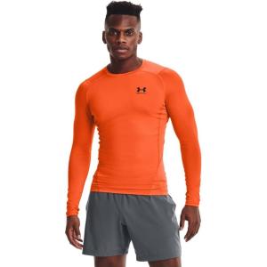 imageUnder Armour Mens HeatGear Compression LongSleeve TShirtTeam Orange 800Black