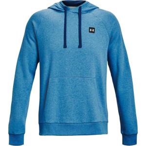 imageUnder Armour Mens Rival Fleece Hoodie437 Petrol Blue Light Heather   Onyx White