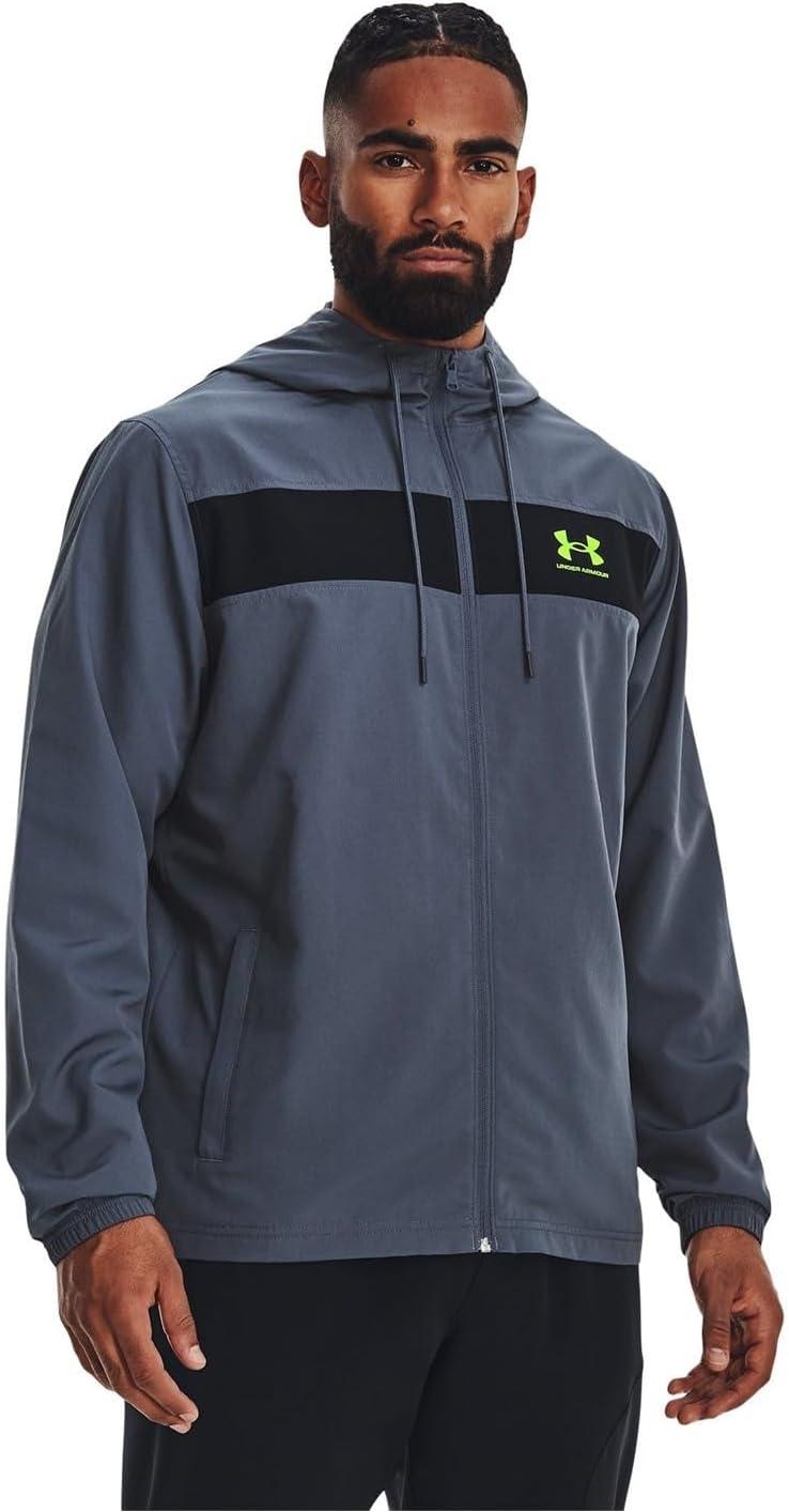 imageUnder Armour Mens Sportstyle Windbreaker044 Downpour Gray  Black  Lime Surge
