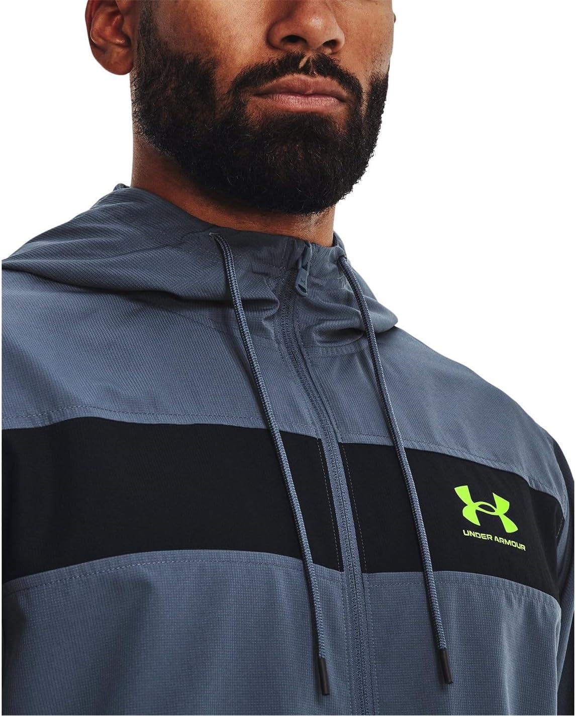 imageUnder Armour Mens Sportstyle Windbreaker044 Downpour Gray  Black  Lime Surge
