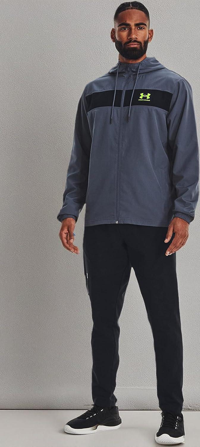 imageUnder Armour Mens Sportstyle Windbreaker044 Downpour Gray  Black  Lime Surge