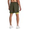 imageUnder Armour Mens Launch Run 7quot 2in1 Shorts390 Marine Od Green  Lime Yellow  Reflective