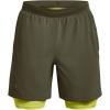 imageUnder Armour Mens Launch Run 7quot 2in1 Shorts390 Marine Od Green  Lime Yellow  Reflective