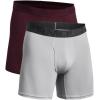 imageUnder Armour Mens MultiPack Performance Tech Mesh Boxerjock Brief 6quot Inseam AllDay Comfort600 Dark Maroon   Mod Gray