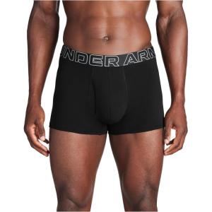 imageUnder Armour Mens 3Pack Performance Cotton Boxer Brief 3quot Inseam AllDay Comfort ampamp UltraSoftBlack Solid  Core