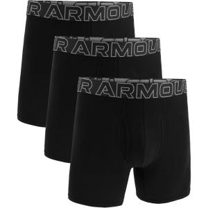 imageUnder Armour Mens 3Pack Performance Cotton Boxer Brief 6quot Inseam AllDay Comfort ampamp UltraSoftBlack Solid  Core
