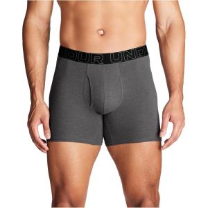 imageUnder Armour Mens 3Pack Performance Cotton Boxer Brief 6quot Inseam AllDay Comfort ampamp UltraSoftCastlerock Heather  Core