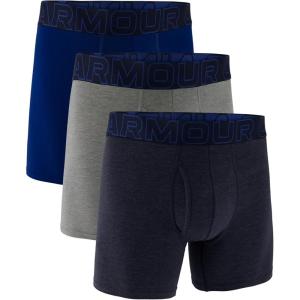 imageUnder Armour Mens 3Pack Performance Cotton Boxer Brief 6quot Inseam AllDay Comfort ampamp UltraSoftMidnight Navy  Core