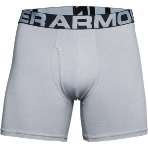 imageUnder Armour Mens 3Pack Performance Cotton Boxer Brief 6quot Inseam AllDay Comfort ampamp UltraSoftMod Gray Medium Heather 012Black