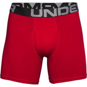 imageUnder Armour Mens 3Pack Performance Cotton Boxer Brief 6quot Inseam AllDay Comfort ampamp UltraSoftRed 600Mod Gray Medium Heather