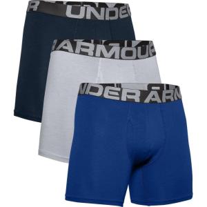 imageUnder Armour Mens 3Pack Performance Cotton Boxer Brief 6quot Inseam AllDay Comfort ampamp UltraSoftRoyal 400Mod Gray Medium Heather