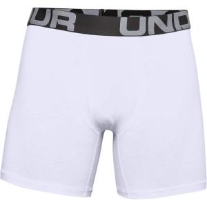 imageUnder Armour Mens 3Pack Performance Cotton Boxer Brief 6quot Inseam AllDay Comfort ampamp UltraSoftWhite 100White