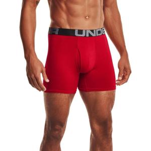 imageUnder Armour Mens Charged Cotton 6inch Boxerjock 3PackRed  Academy  Mod Gray Medium Heather