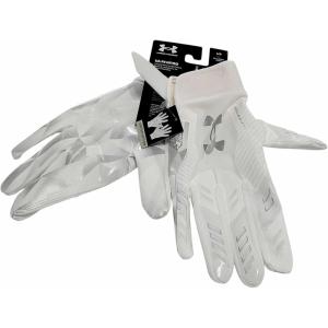 imageUnder Armour Mens F9 Nitro Novelty Football Gloves101 White  Distant Gray  Metallic Silver