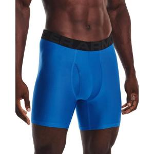 imageUnder Armour Mens Tech 6inch Boxerjock 1Pack481 Cyber Blue   Jet Gray
