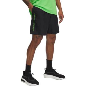 imageUnder Armour Mens Woven Wordmark Shorts005 Black   Cyber Green