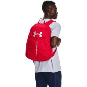 imageUnder Armour UnisexAdult Hustle Sport Backpack  Midnight Navy 410Metallic Silver  One Size Fits AllRed 600Metallic Silver